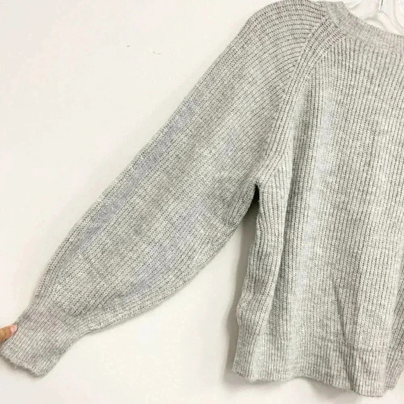 JOIE Size XS Gray Button-detailed Puff Sleeve Mélange Knitted Sweater - Picture 6 of 7